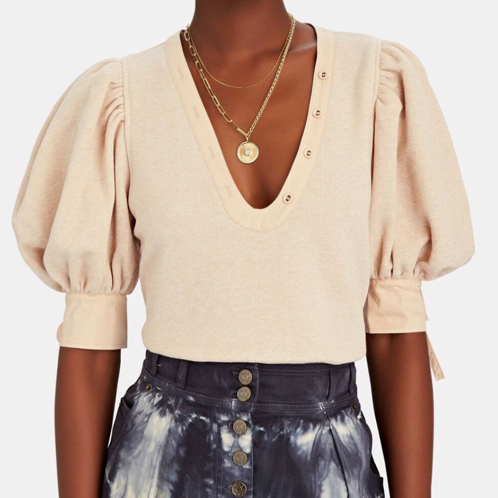 Ulla Johnson Bess Puff-Sleeve Pullover in Oat